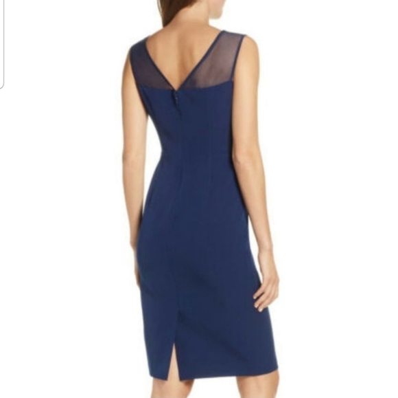 NWT Harper Rose Illusion Bateau Neck Laguna Crepe Dress Flower Detail Size 8P - Picture 2 of 16